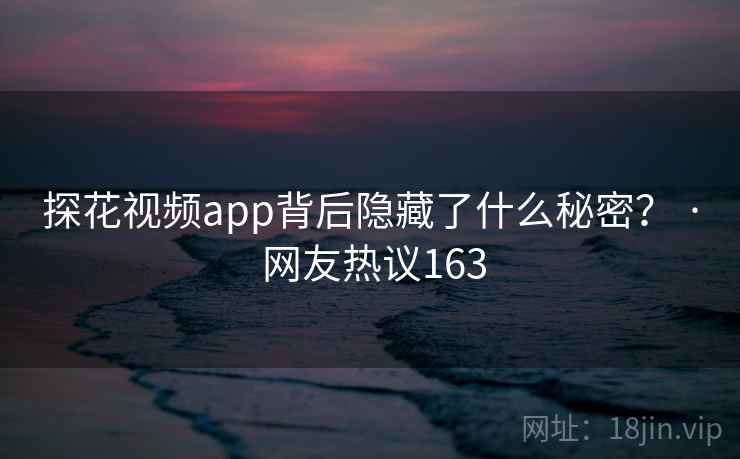 探花视频app背后隐藏了什么秘密？ · 网友热议163